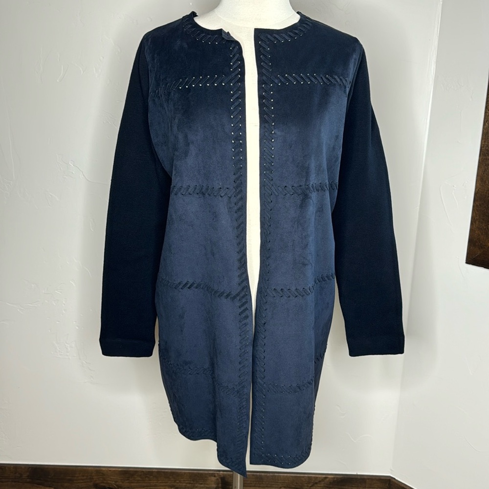 I.N.C Suede Patch Front, Knit on Back Jacket Cardigan Size Large